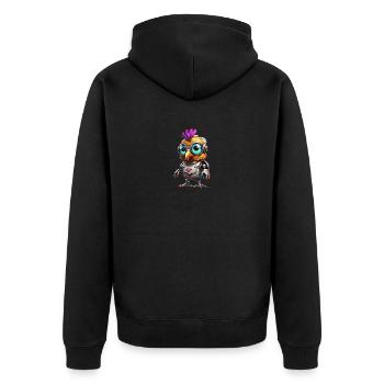 Robo chicken - Unisex Premium Bio Zip Hoodie - Schwarz - Hinten - Nico (187cm)