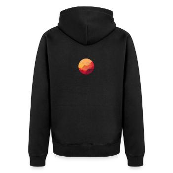 Sonne gefüllt mit Roten Wolken - Unisex Premium Bio Zip Hoodie - Schwarz - Hinten - Nico (187cm)