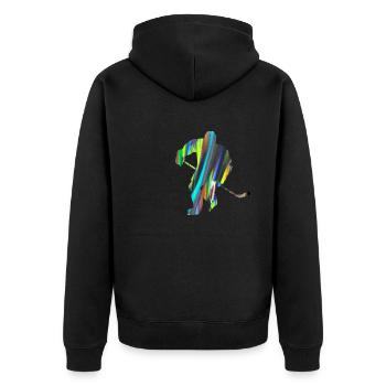 Eishockey, Hockey, Graffiti, bunt, stencil - Unisex Premium Bio Zip Hoodie - Schwarz - Hinten - Nico (187cm)
