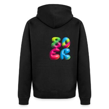 80s,80s,retro,3d,balloon,party - Unisex Premium Organic Zip Hoodie - black - Back - Nico (187cm)