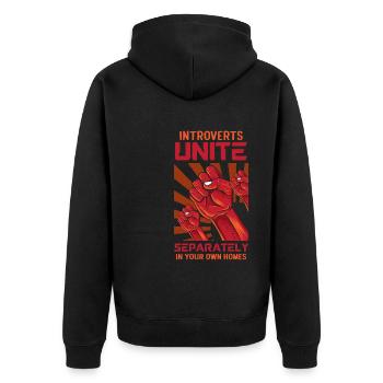 Introverts Unite Separately in your Own Homes Anti - Unisex Premium Bio Zip Hoodie - Schwarz - Hinten - Nico (187cm)
