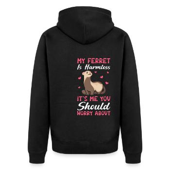Mon furet est inoffensif Drôle propriétaire de furet - Veste à capuche bio Premium Unisexe - noir - Dos - Nico (187cm)