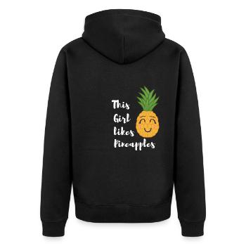 Une fille aime les ananas et les fruits tropicaux - Veste à capuche bio Premium Unisexe - noir - Dos - Nico (187cm)