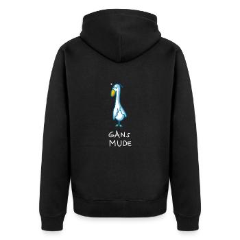 Gans müde - Unisex Premium Bio Zip Hoodie - Schwarz - Hinten - Nico (187cm)
