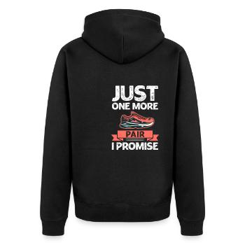 Funny One More Pair I Promise - Sport Sneakers - Unisex Premium Organic Zip Hoodie - black - Back - Nico (187cm)