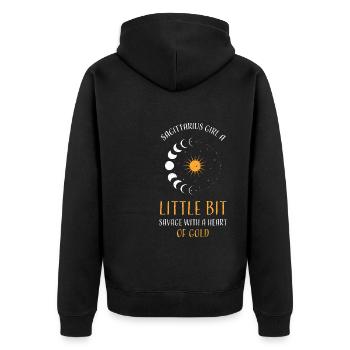 Sagittarius Girl A Little Bit Sa... - Unisex Premium Bio Zip Hoodie - Schwarz - Hinten - Nico (187cm)