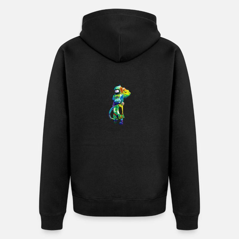 Bunter Astronaut - Unisex Premium Bio Zip Hoodie - Schwarz