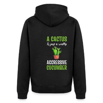Cactus and cucumber cactus lovers - Unisex Premium Organic Zip Hoodie - black - Back - Nico (187cm)