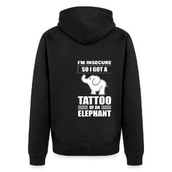 Elefant -Tattoo Wildtierbiologe - Unisex Premium Bio Zip Hoodie - Schwarz - Hinten - Nico (187cm)