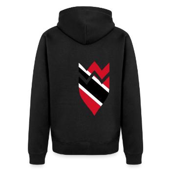 Trinidad & Tobago Wappen Flagge - Unisex Premium Bio Zip Hoodie - Schwarz - Hinten - Nico (187cm)