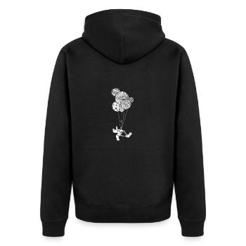 Astronaut & Planeten Luftballons - Mond & Weltall - Unisex Premium Bio Zip Hoodie - Schwarz - Hinten - Nico (187cm)