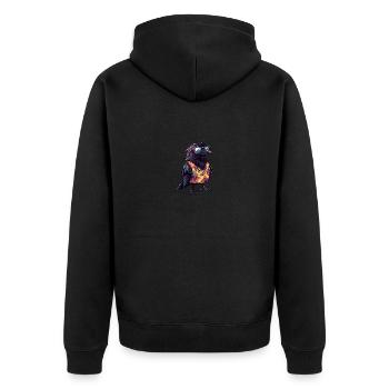 Rabe Krähe Comic Cool Sommer - Unisex Premium Bio Zip Hoodie - Schwarz - Hinten - Nico (187cm)