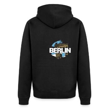 Porte de Brandebourg, Berlin, Allemagne - Veste à capuche bio Premium Unisexe - noir - Dos - Nico (187cm)