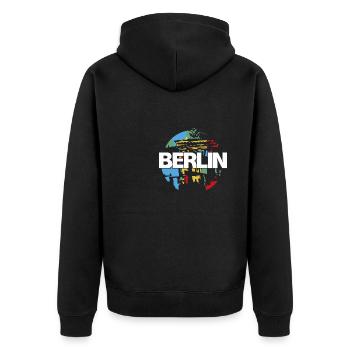 Porte de Brandebourg, Berlin, Allemagne - Veste à capuche bio Premium Unisexe - noir - Dos - Nico (187cm)