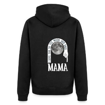 Mama I Love You To The Moon And Back - Unisex Premium Bio Zip Hoodie - Schwarz - Hinten - Nico (187cm)