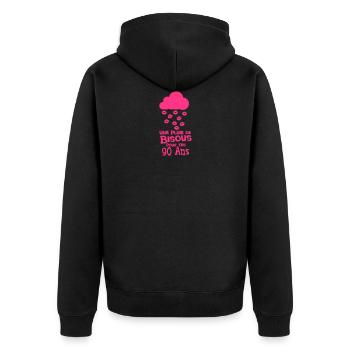 90 ans pluie bisous anniversaire levre n - Veste à capuche bio Premium Unisexe - noir - Dos - Nico (187cm)