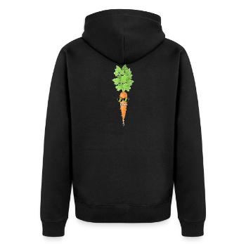 Carrot with sunglasses - Unisex Premium Organic Zip Hoodie - black - Back - Nico (187cm)