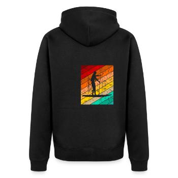 Stand Up Paddling Board SUP Paddeln - Unisex Premium Bio Zip Hoodie - Schwarz - Hinten - Nico (187cm)