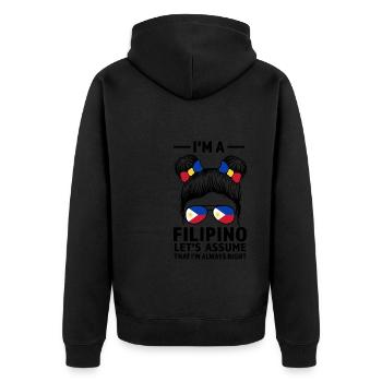 Philippinisch Filipino Philippinisches Geschenk - Unisex Premium Bio Zip Hoodie - Schwarz - Hinten - Nico (187cm)