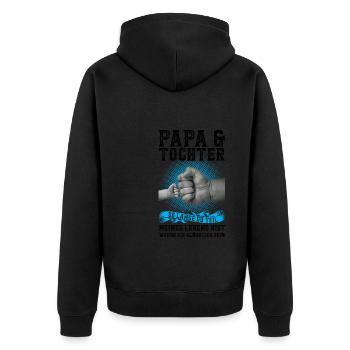 Papa & Tochter Familie Tochter Geschenk - Unisex Premium Bio Zip Hoodie - Schwarz - Hinten - Nico (187cm)