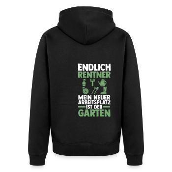 Garten Ruhestand Hobbygärtner Geschenk - Unisex Premium Bio Zip Hoodie - Schwarz - Hinten - Nico (187cm)