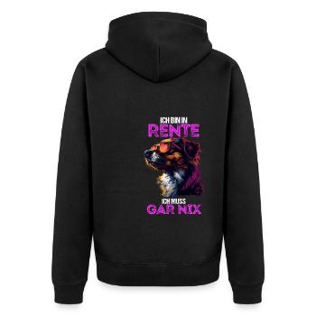 Ich bin in Rente ich muss garnix lustiges Hund Dog - Unisex Premium Bio Zip Hoodie - Schwarz - Hinten - Nico (187cm)