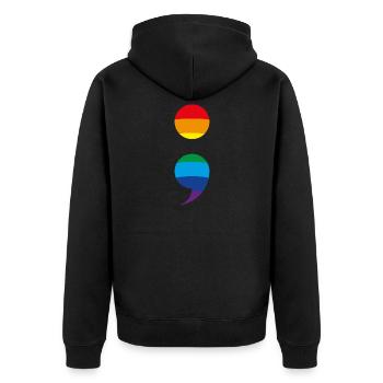 Semicolon Suicide Prevention Semicolon Semi Colon - Unisex Premium Organic Zip Hoodie - black - Back - Nico (187cm)