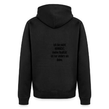 I'm not crazy – my reality is different - Unisex Premium Organic Zip Hoodie - black - Back - Nico (187cm)