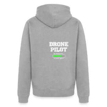 Pilote de drone en cours veuillez patienter - Cadeau - Veste à capuche bio Premium Unisexe - gris chiné - Dos - Nico (187cm)