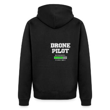 Drohnen Pilot in Progress please wait - Geschenk - Unisex Premium Bio Zip Hoodie - Schwarz - Hinten - Nico (187cm)