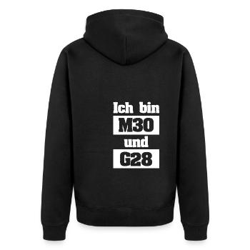 Feierabend-Shirt - Ich bin fertig und geht heim. - Unisex Premium Bio Zip Hoodie - Schwarz - Hinten - Nico (187cm)