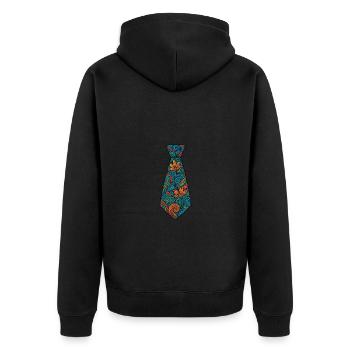 Krawatte - Unisex Premium Bio Zip Hoodie - Schwarz - Hinten - Nico (187cm)