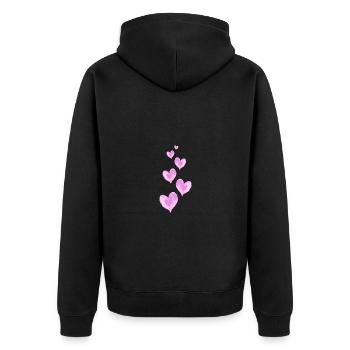 Herzen Liebe Symbol Valentinstag - Unisex Premium Bio Zip Hoodie - Schwarz - Hinten - Nico (187cm)