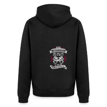 Mechanikerin Hört Auf Wenn Sie Fertig Ist - Unisex Premium Bio Zip Hoodie - Schwarz - Hinten - Nico (187cm)