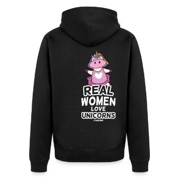 Real Women Love Unicorns - Unisex Premium Bio Zip Hoodie - Schwarz - Hinten - Nico (187cm)