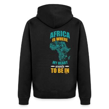 Africa Is Where My Heart Wants To be In - Unisex Premium Bio Zip Hoodie - Schwarz - Hinten - Nico (187cm)