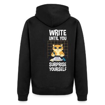 Write Until You Surprise Yourself 4 - Unisex Premium Bio Zip Hoodie - Schwarz - Hinten - Nico (187cm)