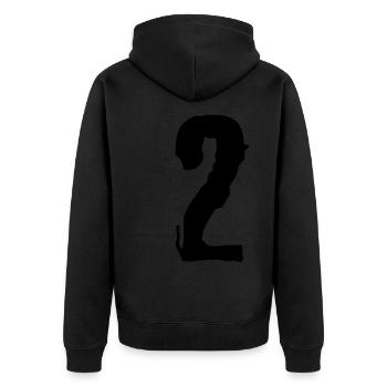 Maillot numéro 2 - Veste à capuche bio Premium Unisexe - noir - Dos - Nico (187cm)