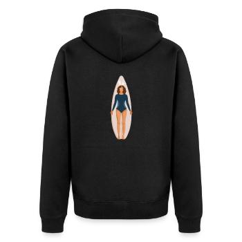 Easter Surfergirl - Unisex Premium Bio Zip Hoodie - Schwarz - Hinten - Nico (187cm)