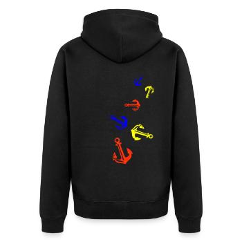 Anchor Icon Icon - Unisex Premium Organic Zip Hoodie - black - Back - Nico (187cm)