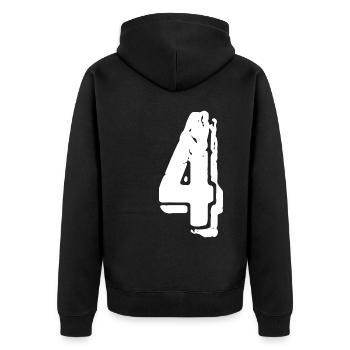 Maillot numéro 4 - Veste à capuche bio Premium Unisexe - noir - Dos - Nico (187cm)