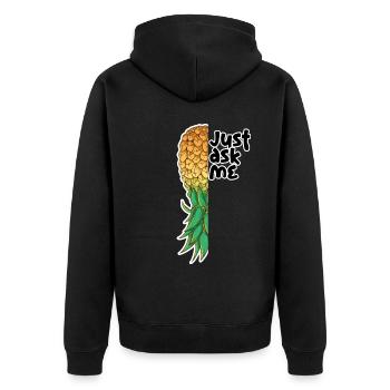 Upside Down Pineapple Swinger Just ask me - Unisex Premium Bio Zip Hoodie - Schwarz - Hinten - Nico (187cm)