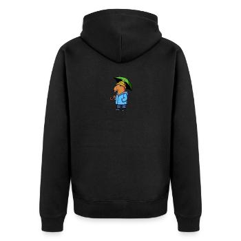Comic Capybara Regenjacke Mütze Regenschirm Wetter - Unisex Premium Bio Zip Hoodie - Schwarz - Hinten - Nico (187cm)