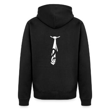 Clé de musique note cravate style occasion - Veste à capuche bio Premium Unisexe - noir - Dos - Nico (187cm)