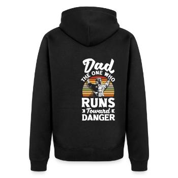 Papa celui qui court vers le danger Pompiers - Veste à capuche bio Premium Unisexe - noir - Dos - Nico (187cm)