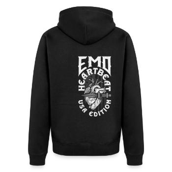 Emoticon Emo Heartbeat USA Edition Emocore - Unisex Premium Organic Zip Hoodie - black - Back - Nico (187cm)