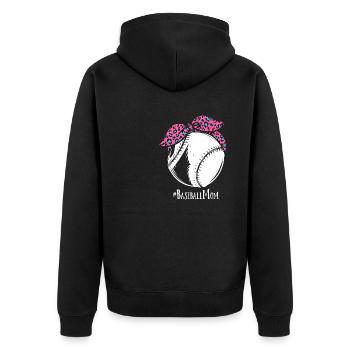 Baseball Mom - Unisex Premium Bio Zip Hoodie - Schwarz - Hinten - Nico (187cm)