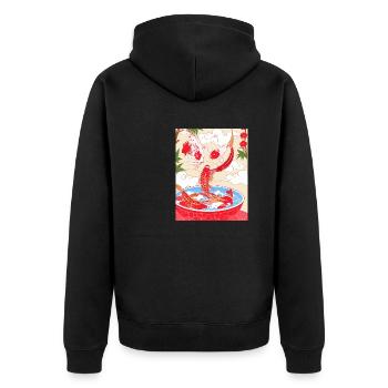 Japan ,Kawaii,anime,ramen,koi, kawaii - Unisex Premium Bio Zip Hoodie - Schwarz - Hinten - Nico (187cm)