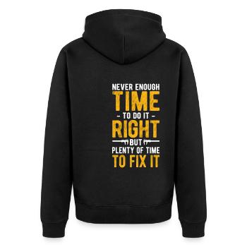Maschinen-Bediener Maschinenführer Machinist - Unisex Premium Bio Zip Hoodie - Schwarz - Hinten - Nico (187cm)