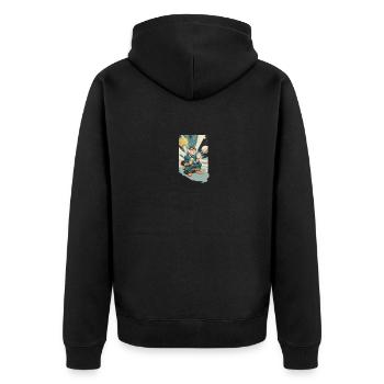Galaktischer Eisaffe - Unisex Premium Bio Zip Hoodie - Schwarz - Hinten - Nico (187cm)